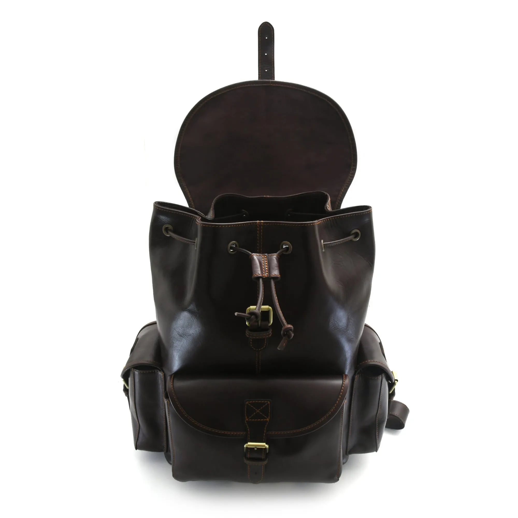 392150 Large Backpack in Full Grain Dark Brown Leather | Style n Craft