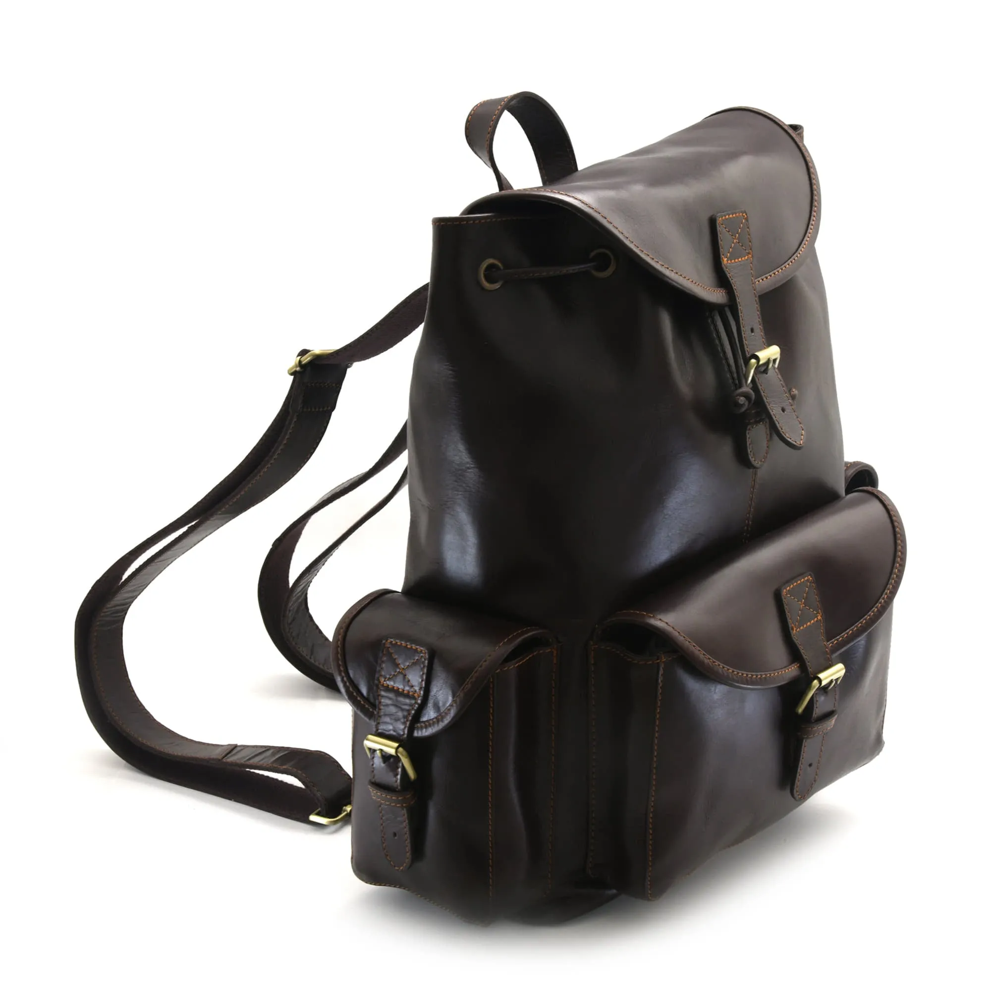 392150 Large Backpack in Full Grain Dark Brown Leather | Style n Craft