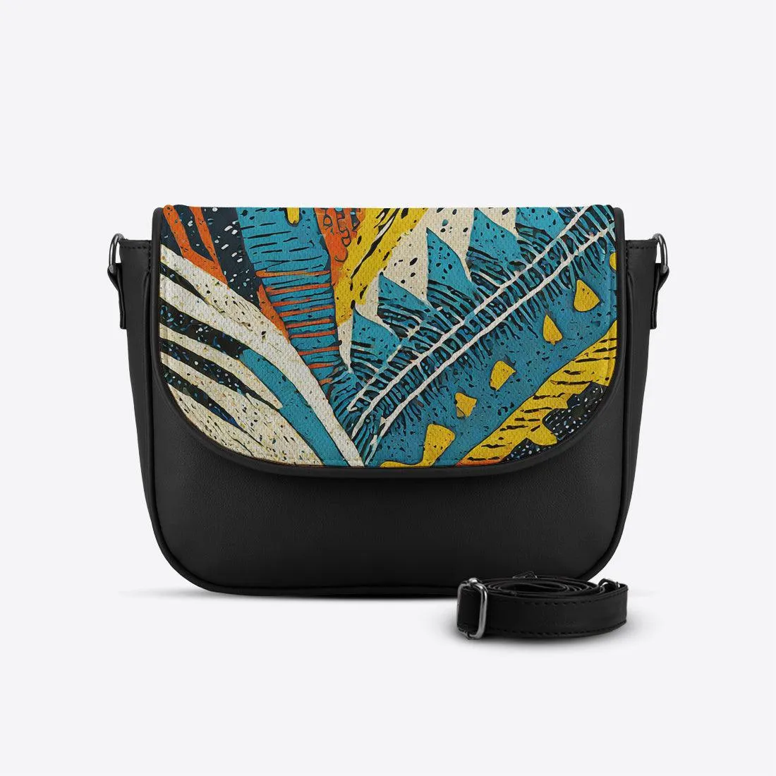Black Messenger Crossbody Mixed Shapes