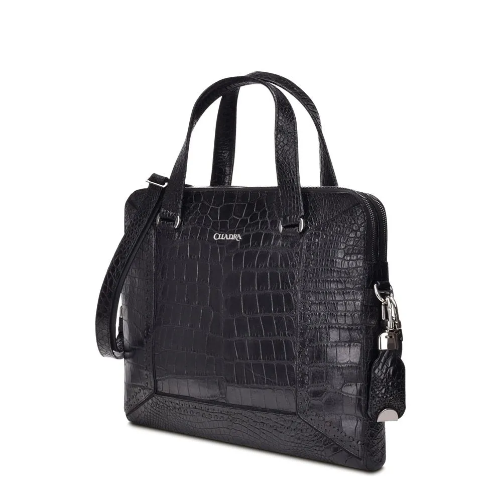 BO421AL - Cuadra black business casual alligator messenger bag for men / women