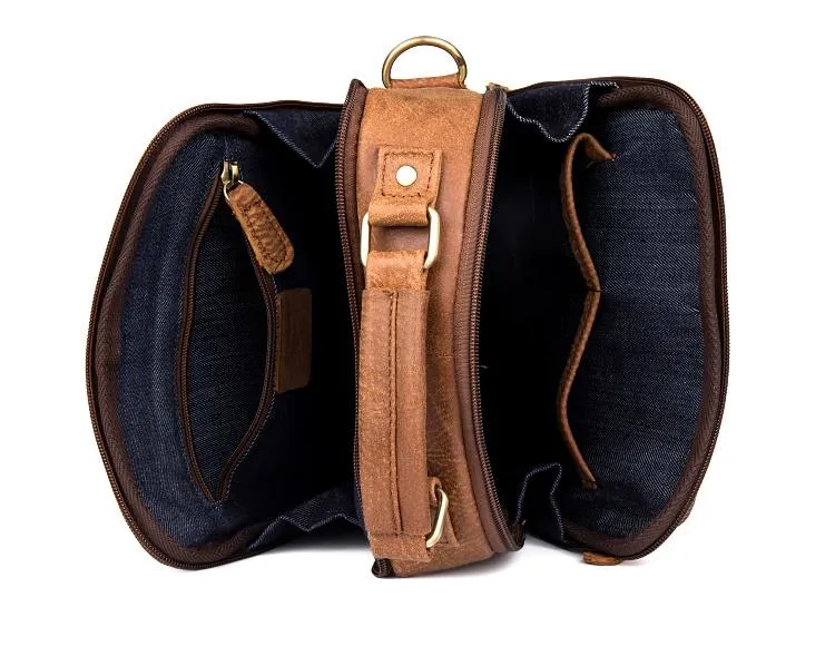 Brown Casual Leather 10 inches Vertical Side Bags Messenger Bag Courier Bag for Men