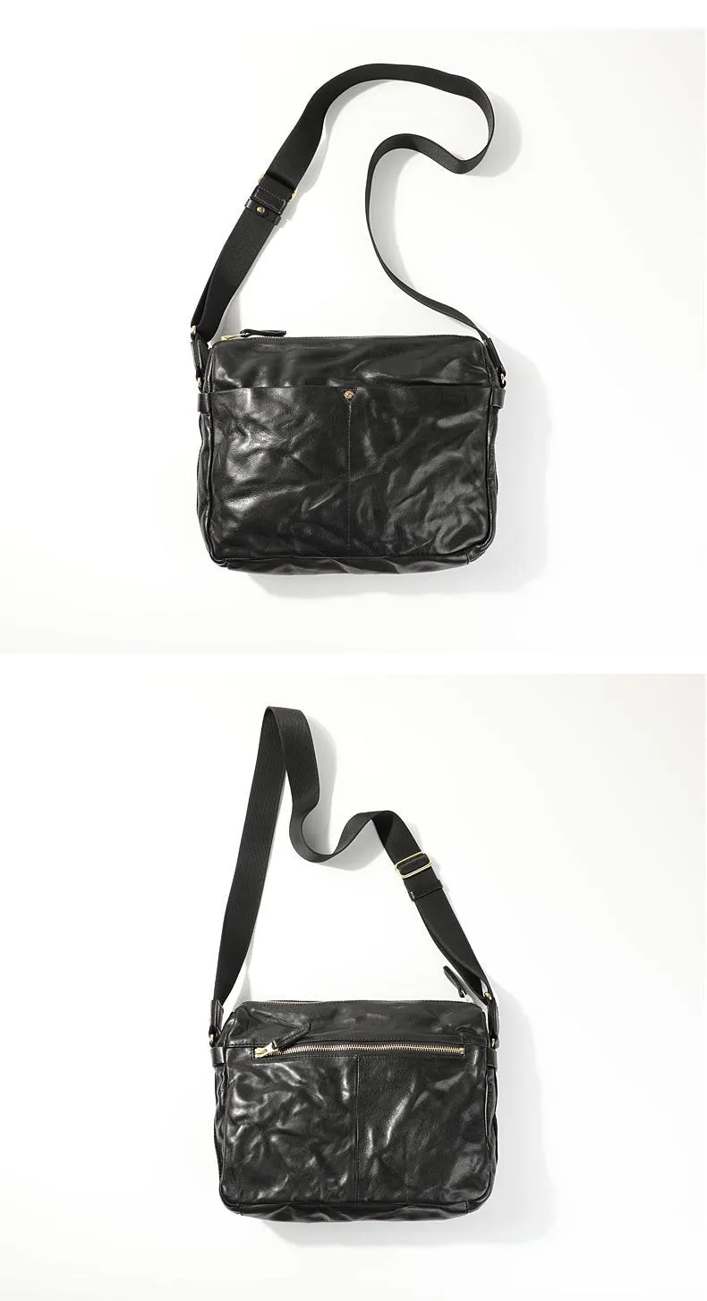 Casual Black Leather Mens Cool Side Bags Messenger Bag Brown Postman Courier Bags for Men