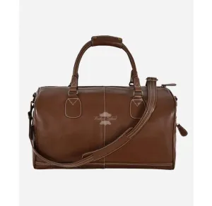 Chestnut LEATHER HOLDALL BAG WEEKEND BAG DUFFEL TRAVEL GYM BAG