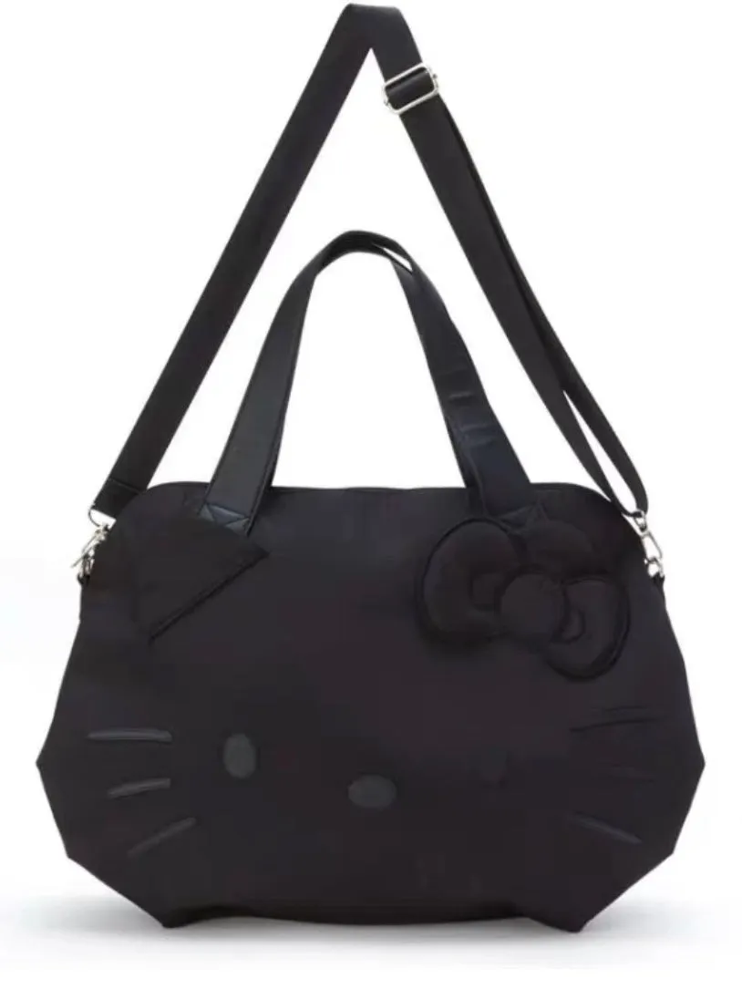 Hellokitty Black Large Travel Tote Bag Waterproof Expandable Duffel Gym Tote Bag