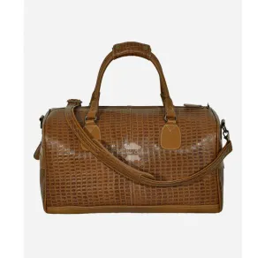 HOLDALL Bag Tan Croc Print Leather Duffel Travel Gym Weekend Bag