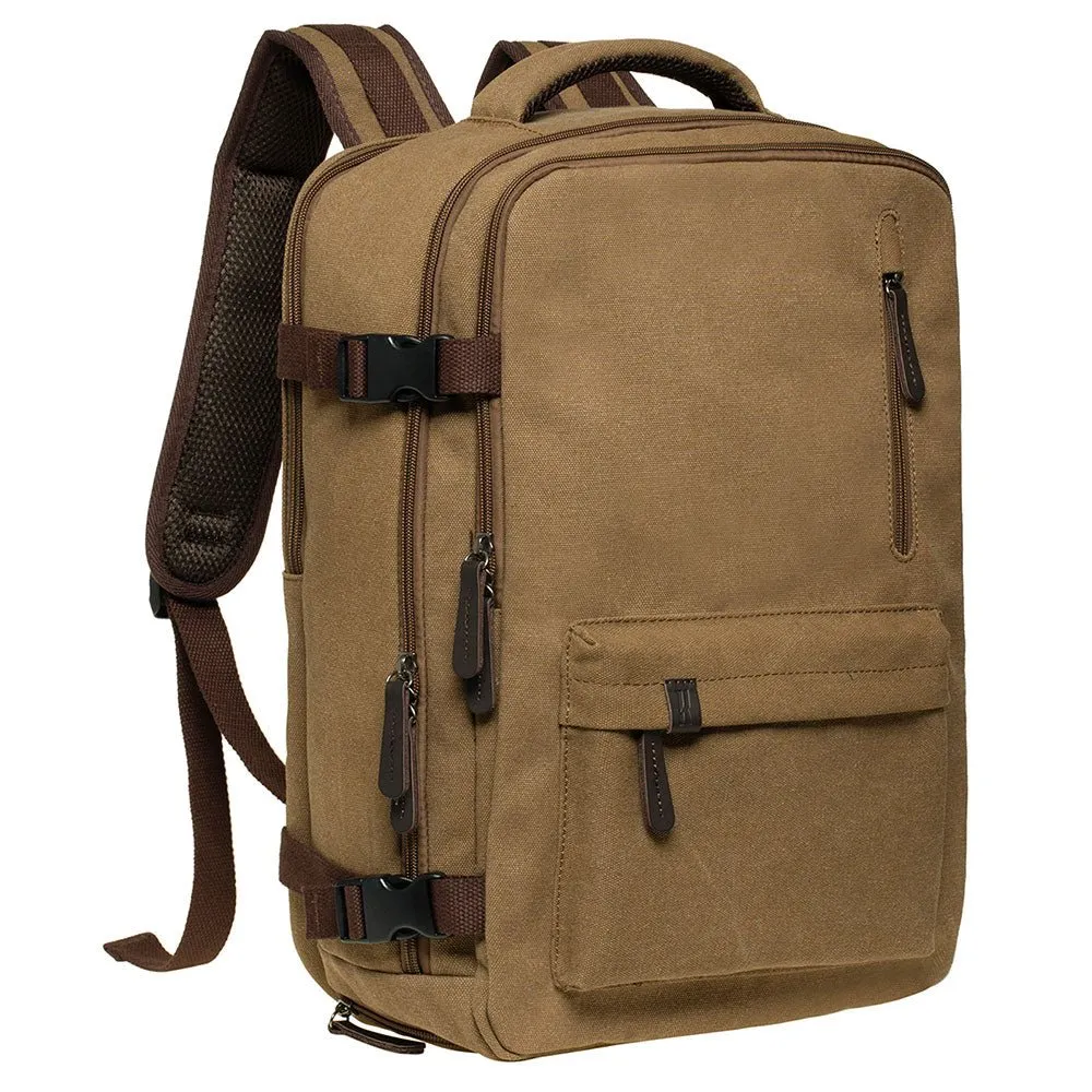 KAUKKO Canvas Travel Backpack, Personal Item Airline Approved, Carry On Backpack