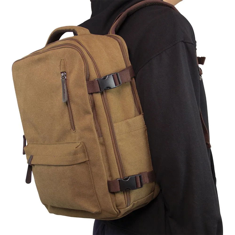 KAUKKO Canvas Travel Backpack, Personal Item Airline Approved, Carry On Backpack