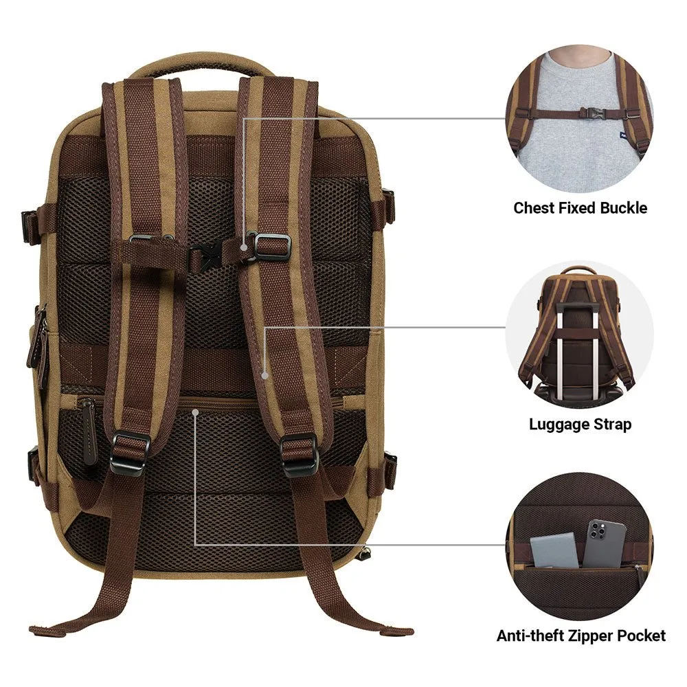 KAUKKO Canvas Travel Backpack, Personal Item Airline Approved, Carry On Backpack