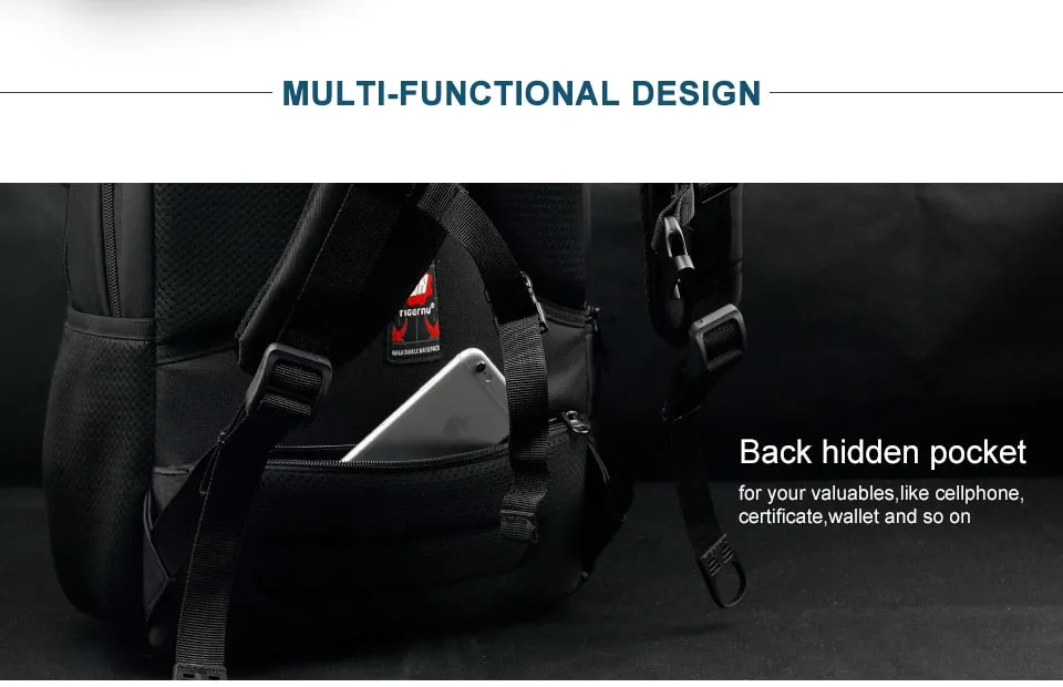Men's Anti-Theft Waterproof Laptop Backpack with USB Charging and TSA Lock