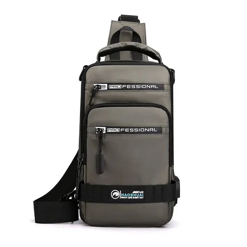 Men's Waterproof Nylon Crossbody Bag with USB Charging Port - Multifunctional Outdoor Travel Daypack and Casual Messenger Chest Bag