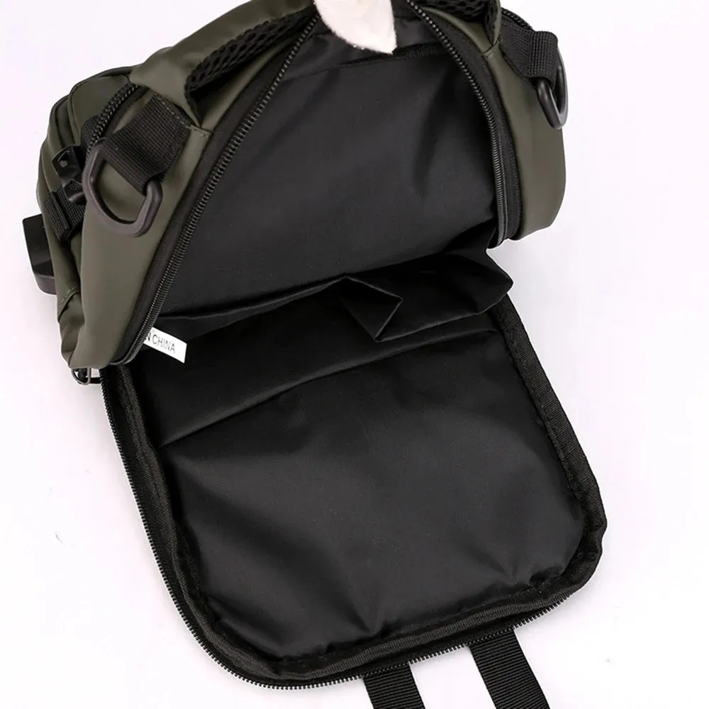 Men's Waterproof Nylon Crossbody Bag with USB Charging Port - Multifunctional Outdoor Travel Daypack and Casual Messenger Chest Bag