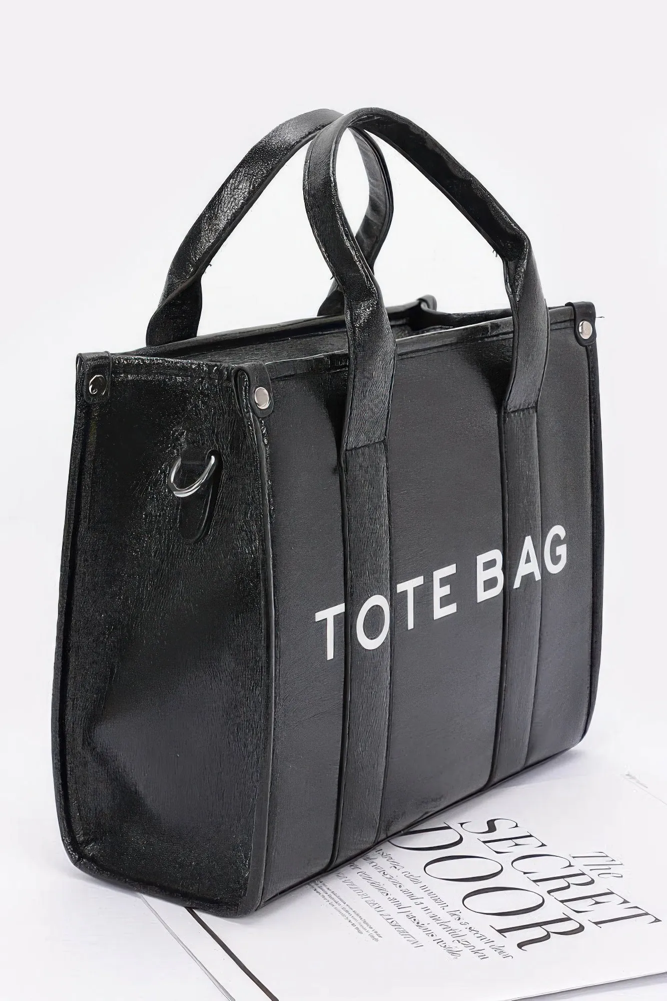 Metallic Faux Leather Tote Bag