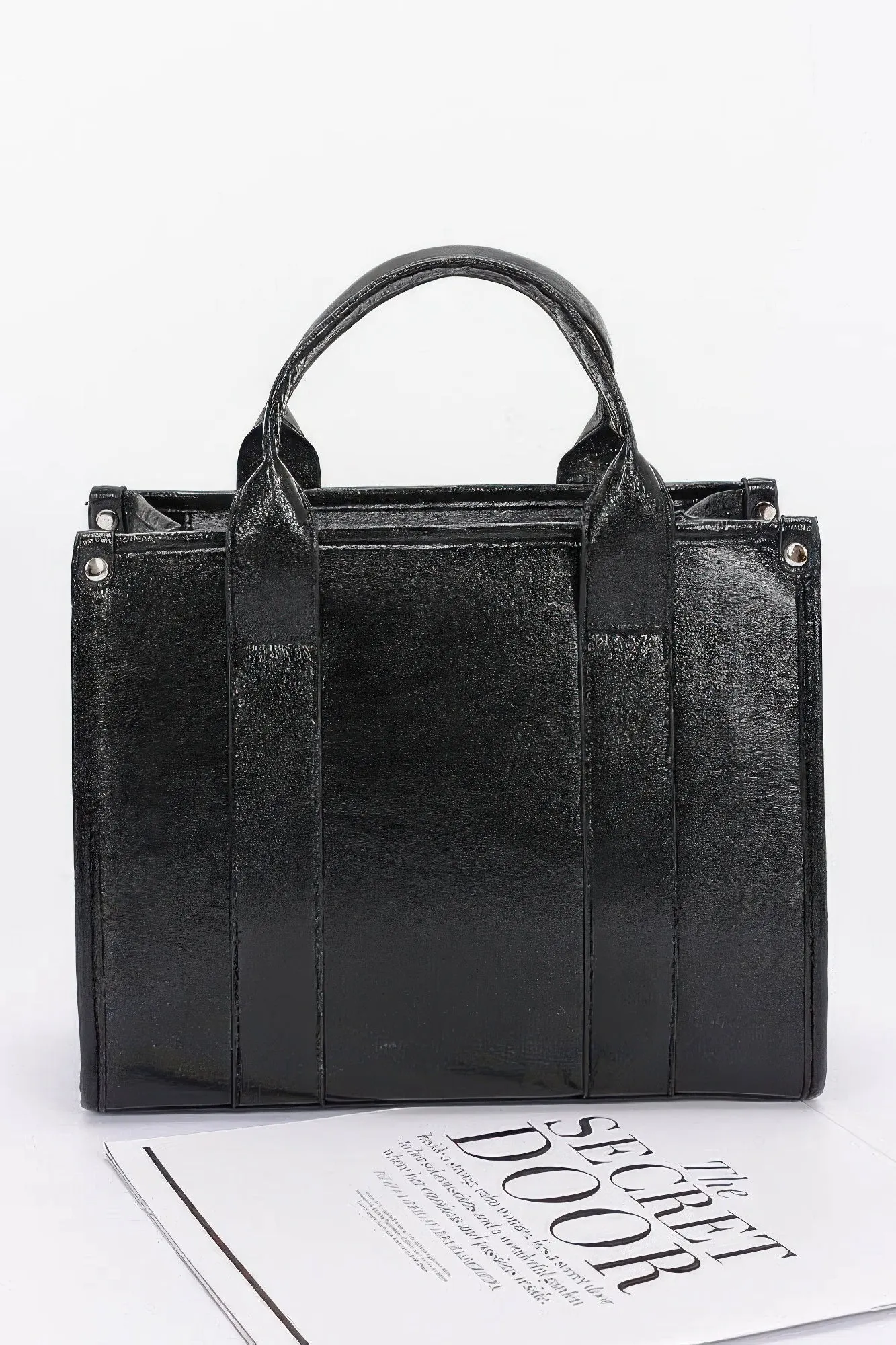 Metallic Faux Leather Tote Bag