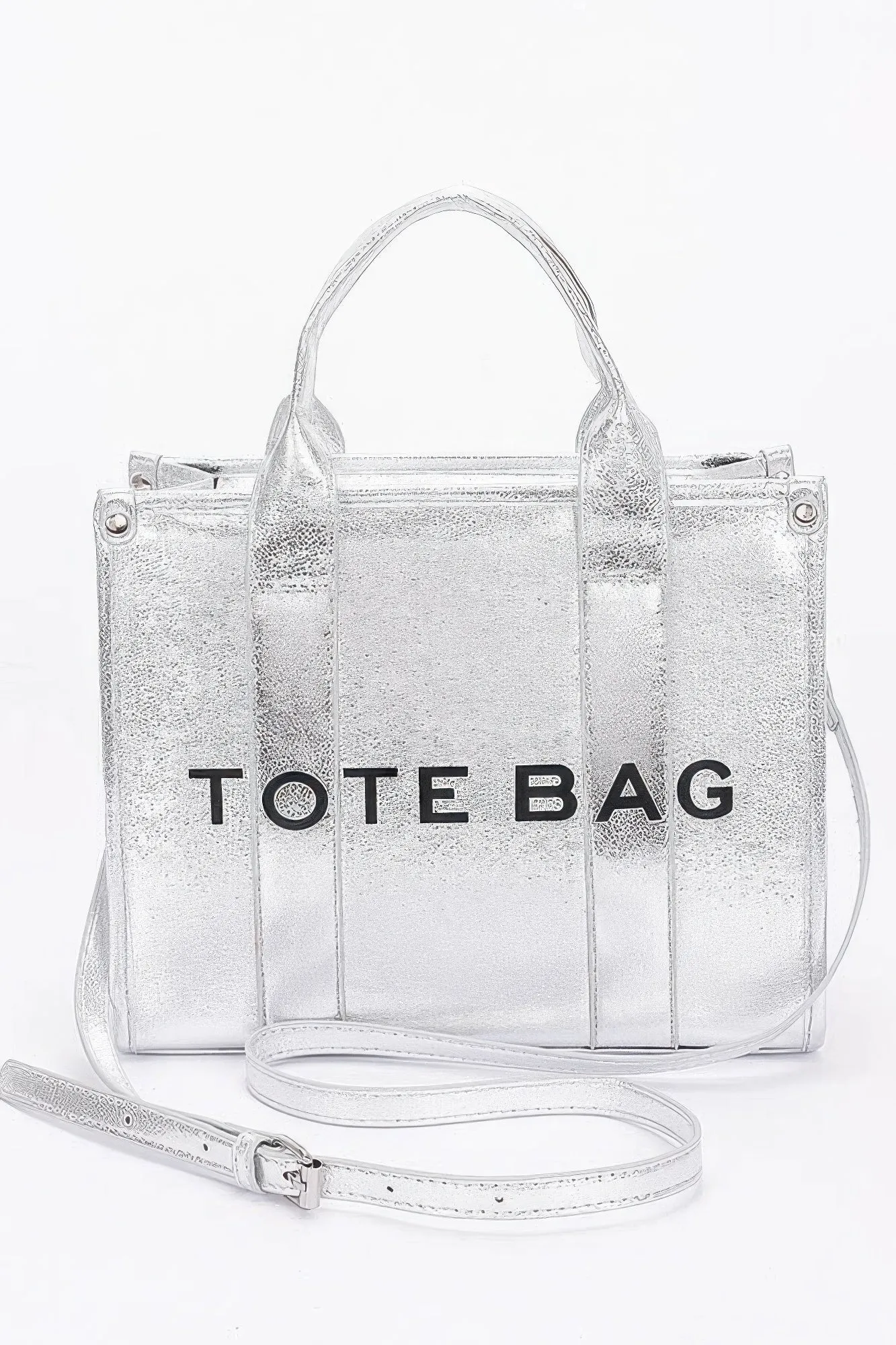 Metallic Faux Leather Tote Bag