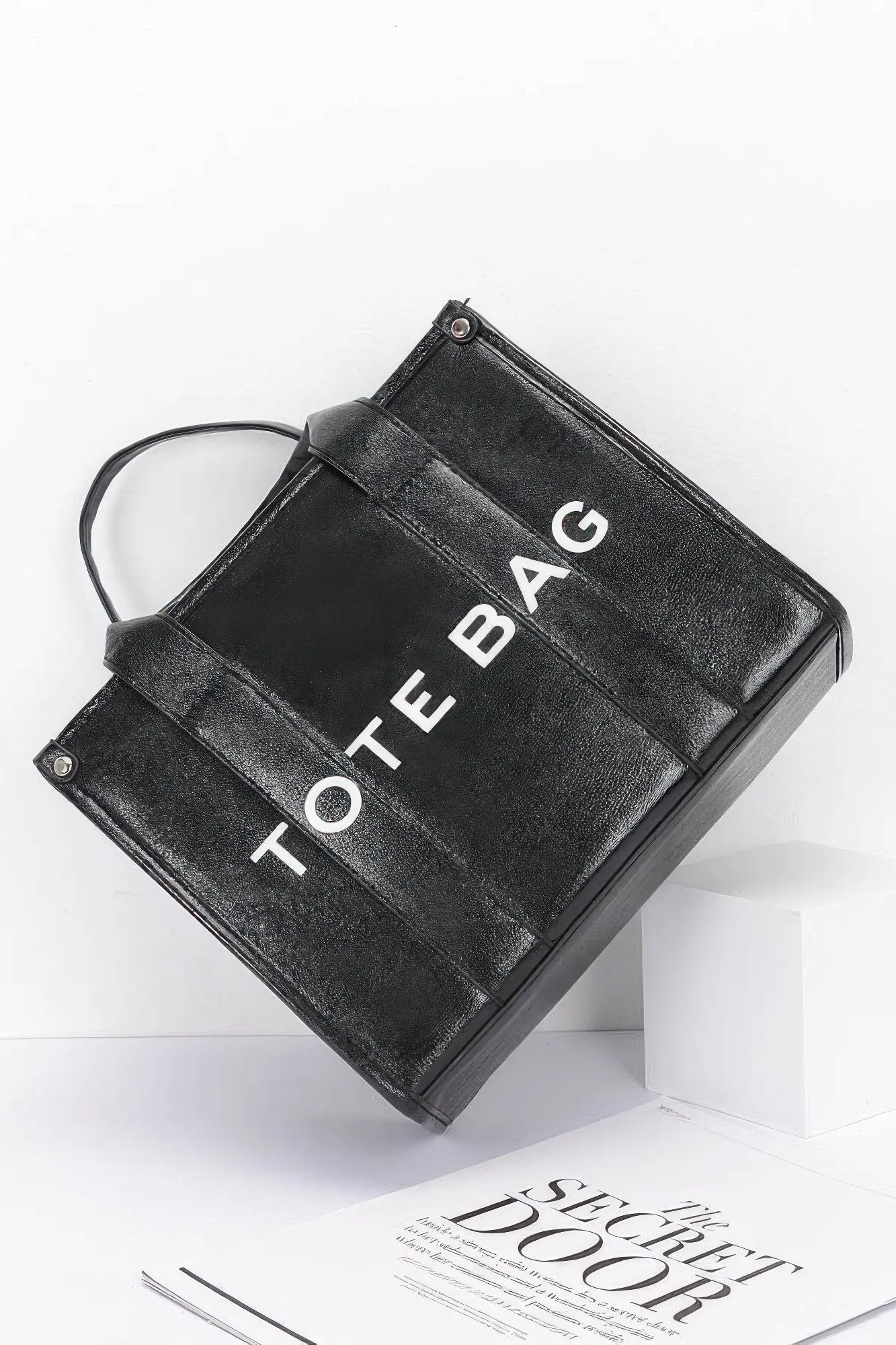 Metallic Faux Leather Tote Bag