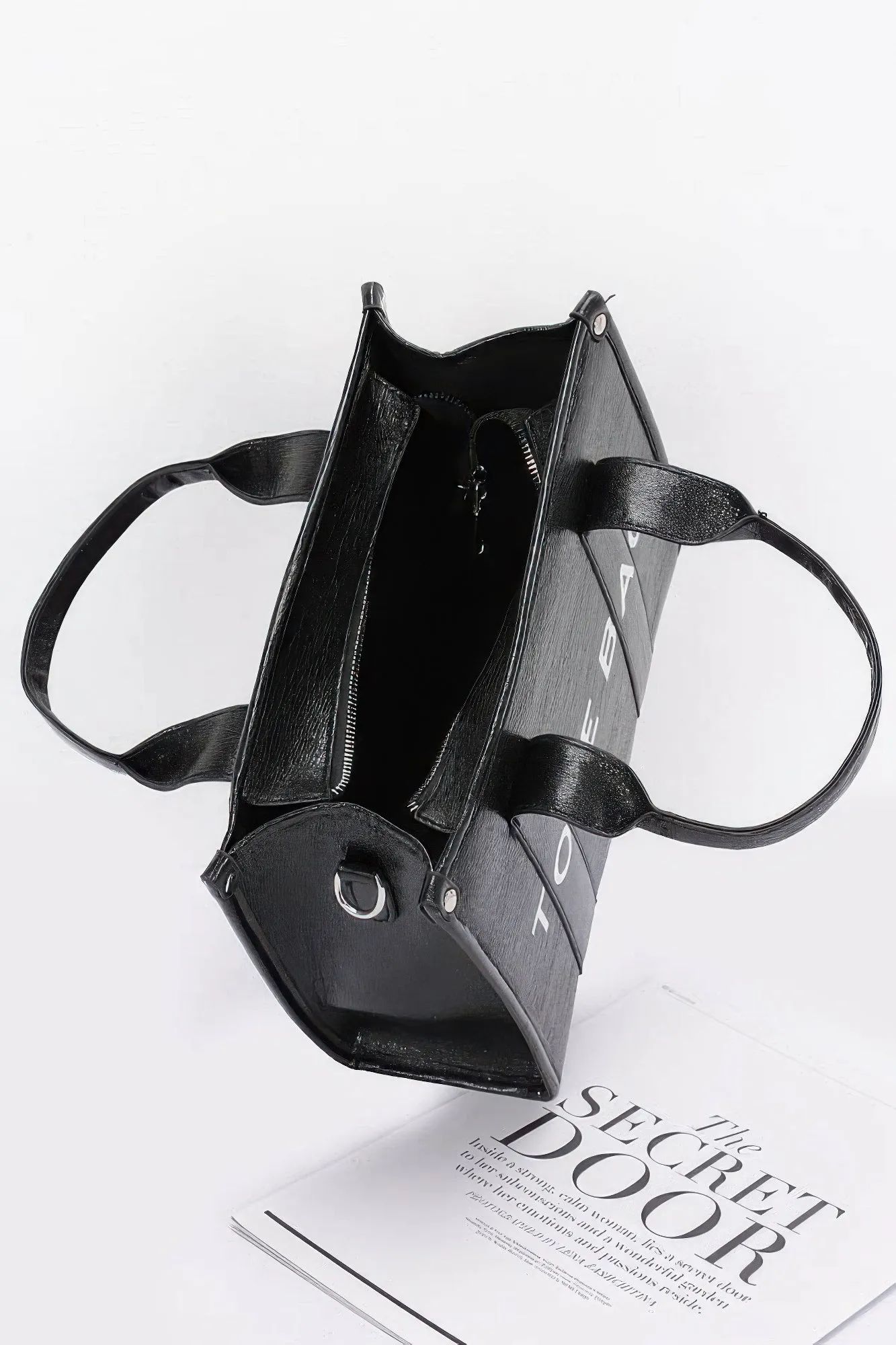 Metallic Faux Leather Tote Bag