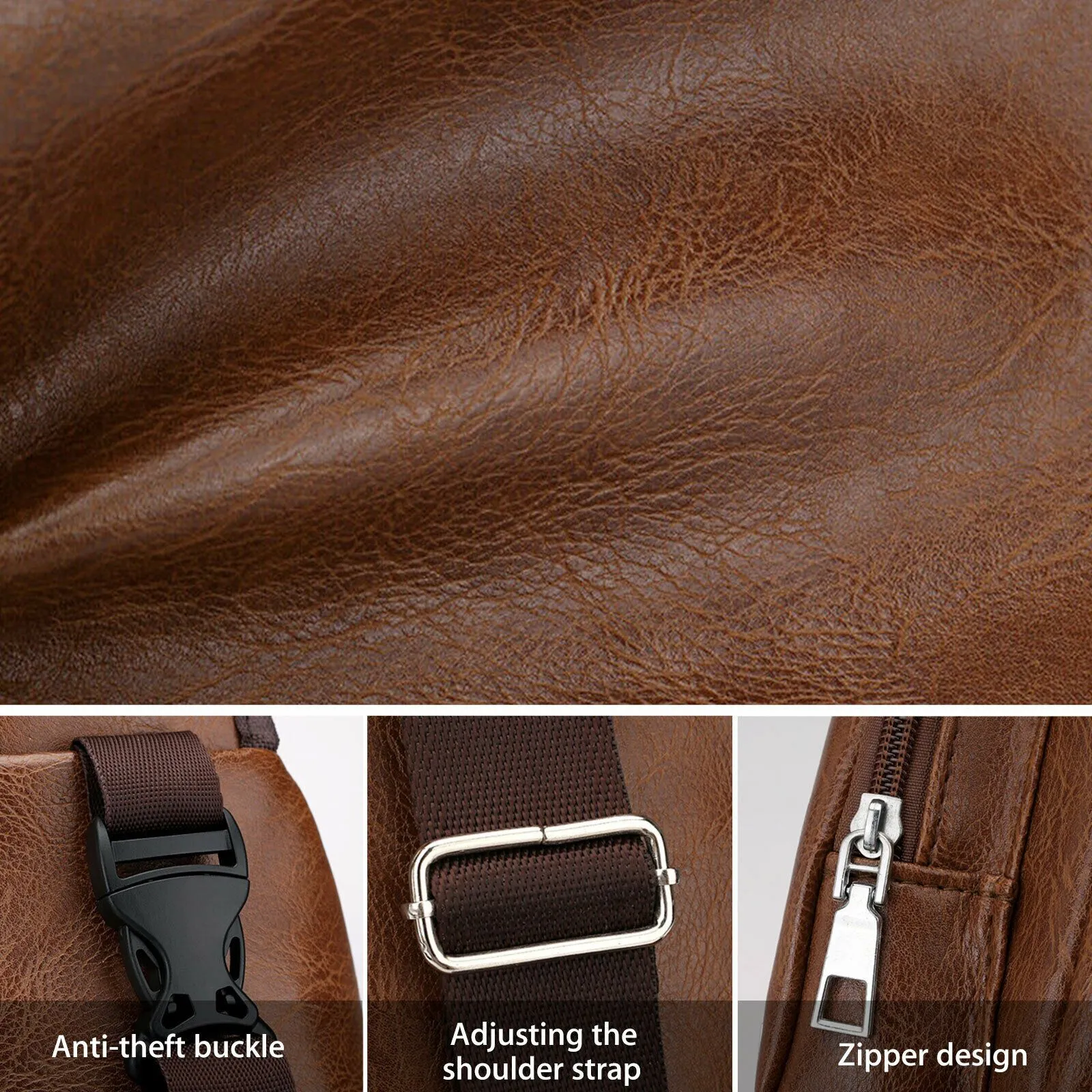 MROYALE™ Mini Sling Men's Leather USB Chest Crossbody Shoulder Day Bag