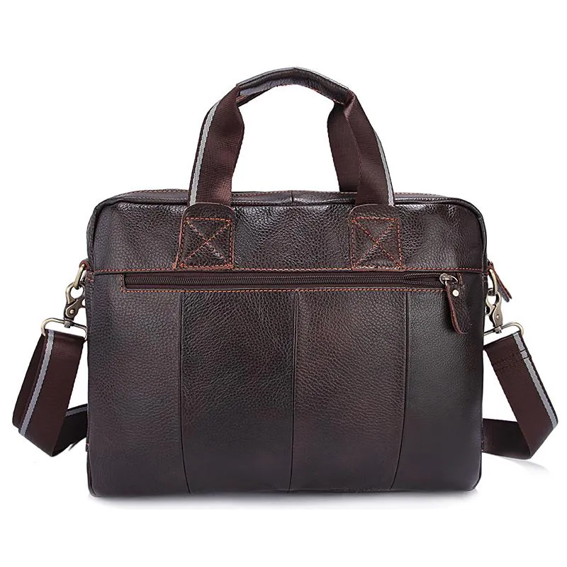 Natural Leather Branded Versatile Business Briefcase Shoulder Bag for Men