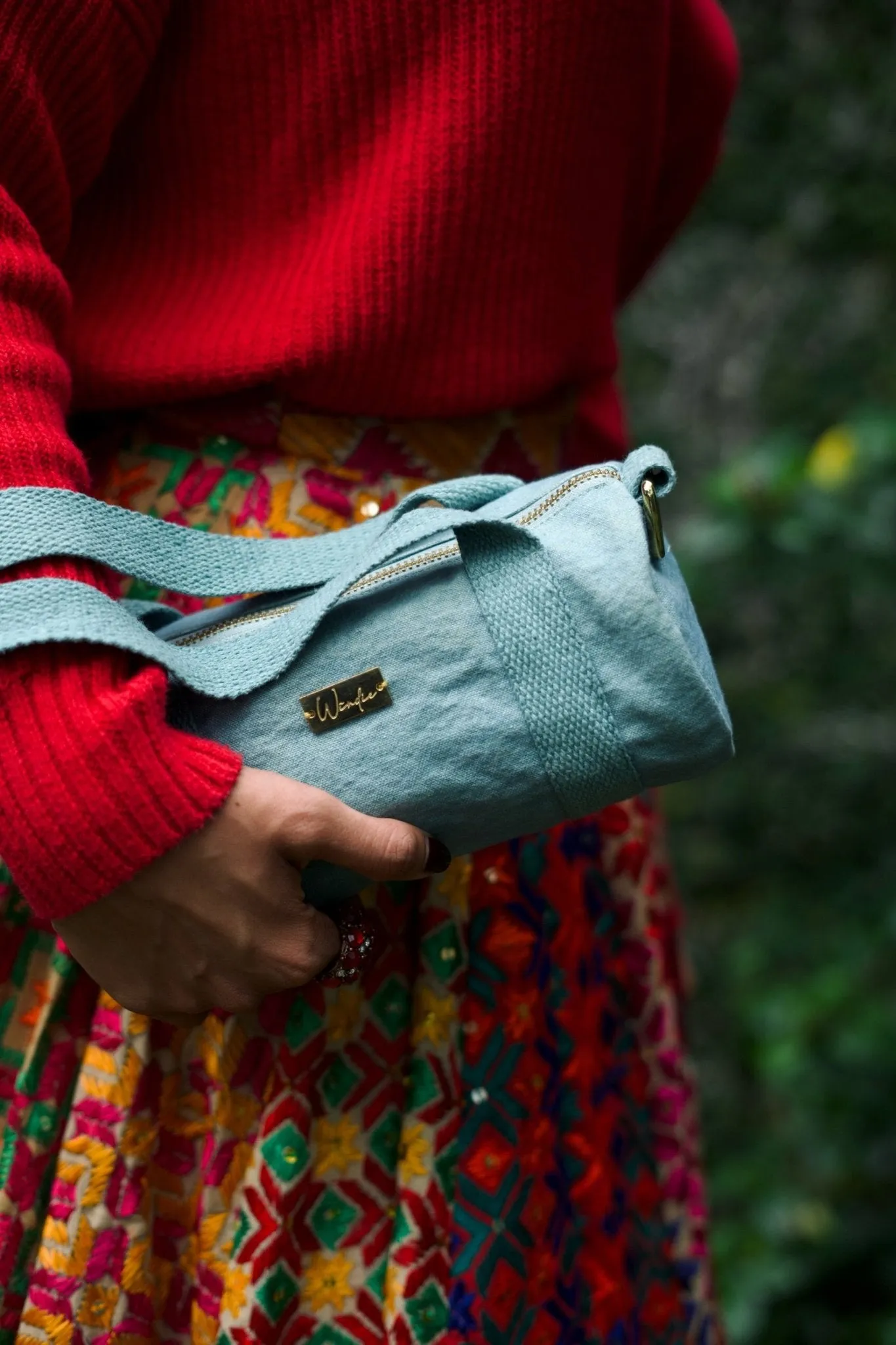 Naturally Dyed Mini Duffel - Green