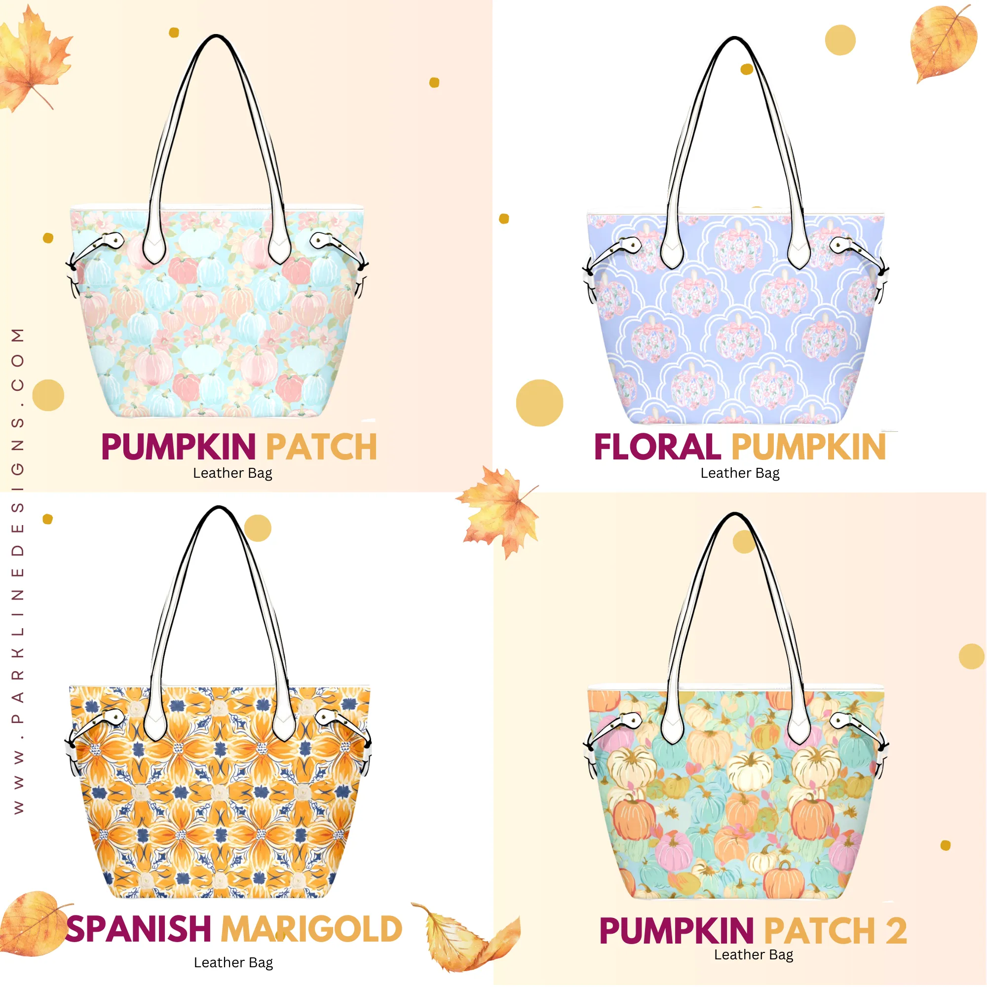 Pumpkin Patch Leather Bag| Perfect Autumn Gift for Her | Elegant & Durable Fashion Tote
