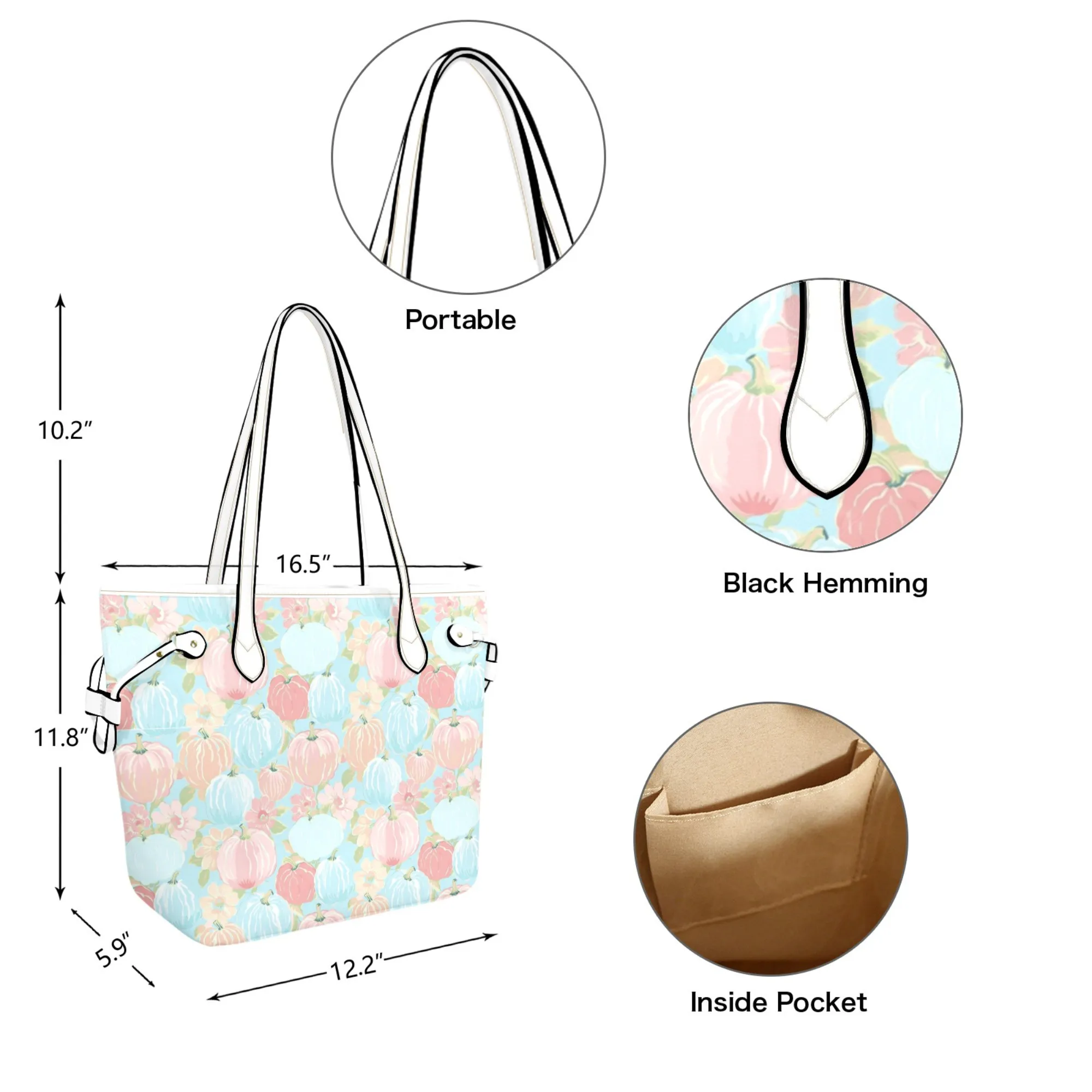 Pumpkin Patch Leather Bag| Perfect Autumn Gift for Her | Elegant & Durable Fashion Tote