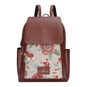 THE CLOWNFISH Medium Size Minerva Faux Leather & Tapestry Women's Standard Backpack College School Bag Casual Travel Standard Backpack For Ladies Girls (Skyblue- Floral), 10 Litre