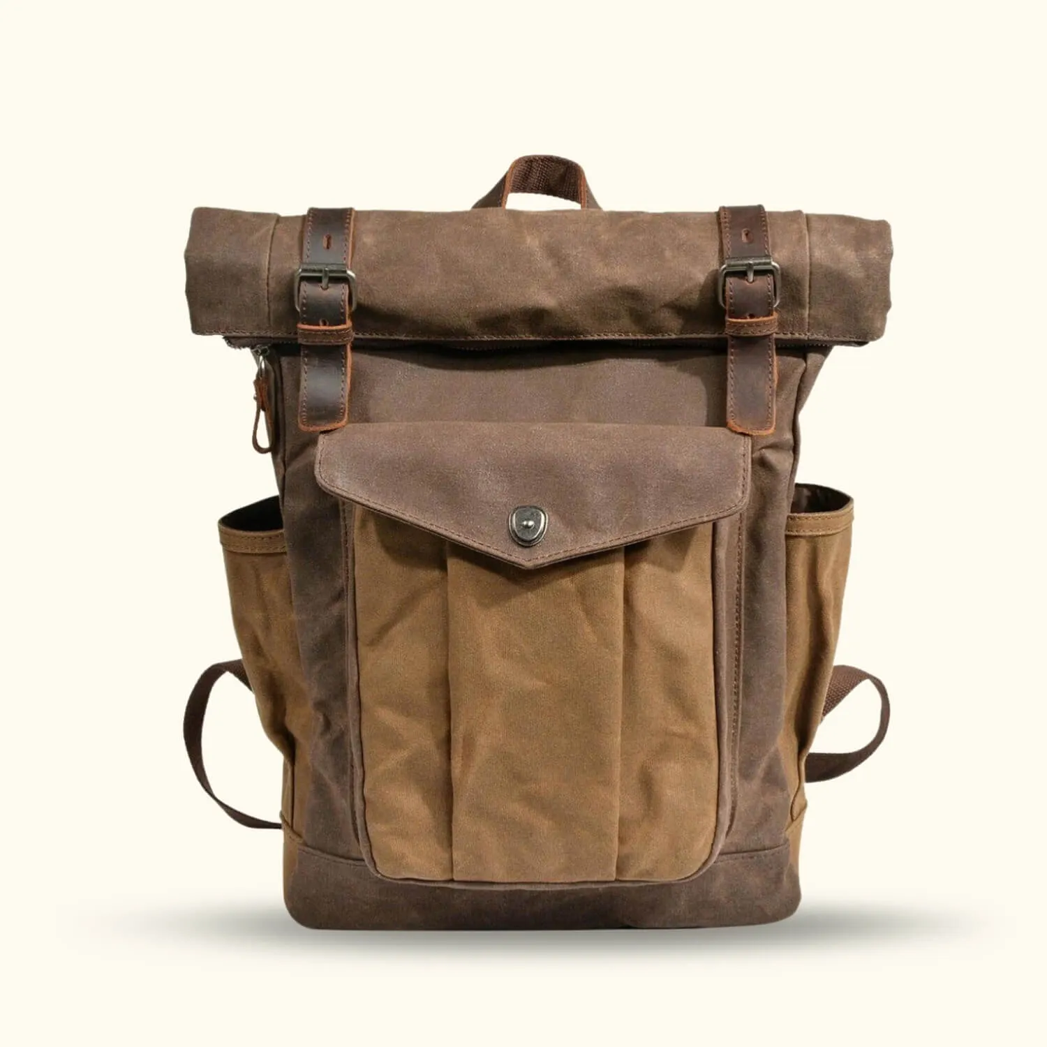 The Trail Master - Waxed Canvas Roll Top Backpack