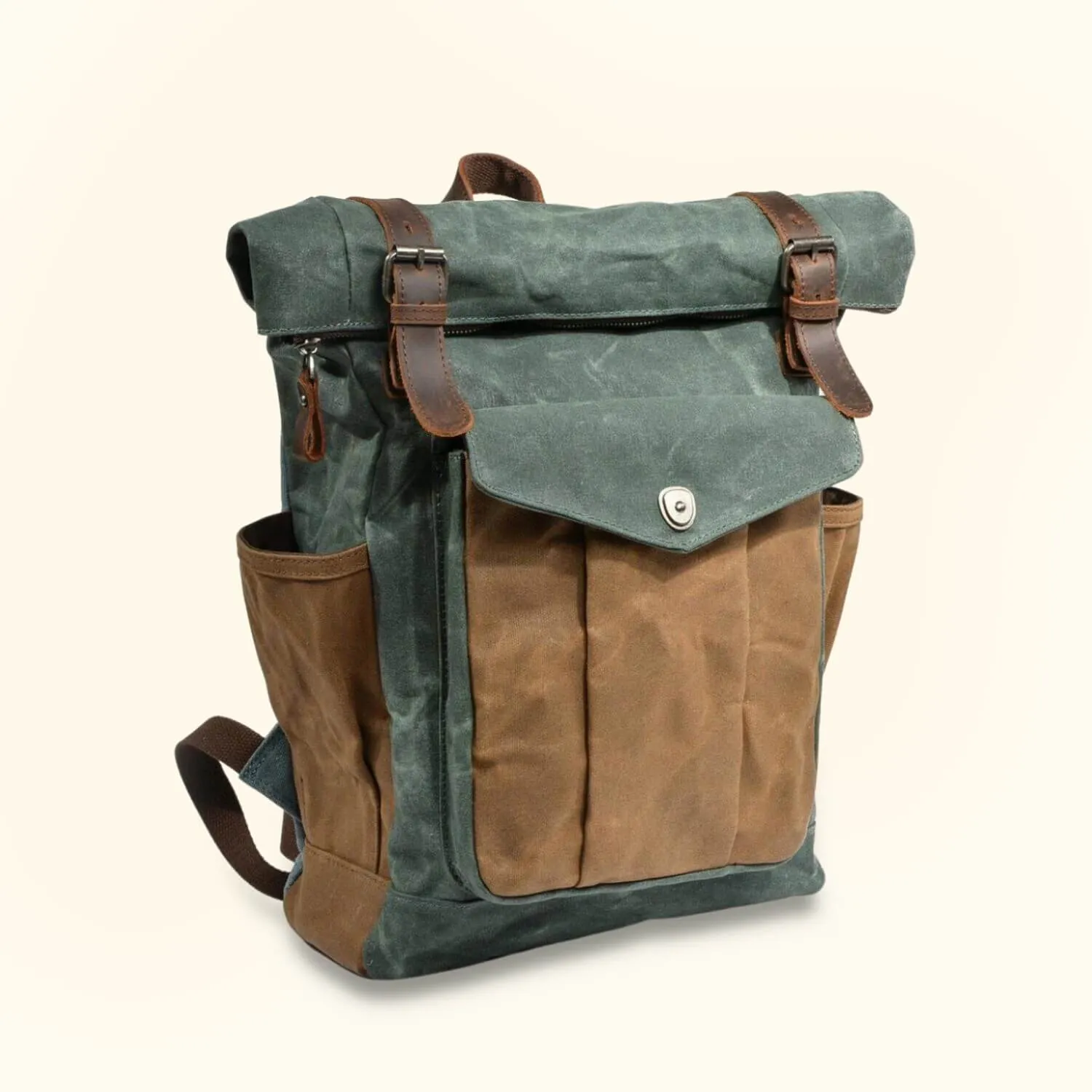 The Trail Master - Waxed Canvas Roll Top Backpack
